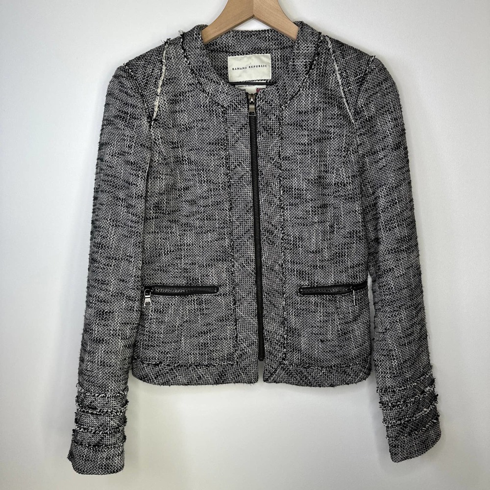 Banana Republic Distressed Tweed Jacket, Women's Size 4, Fully Lined